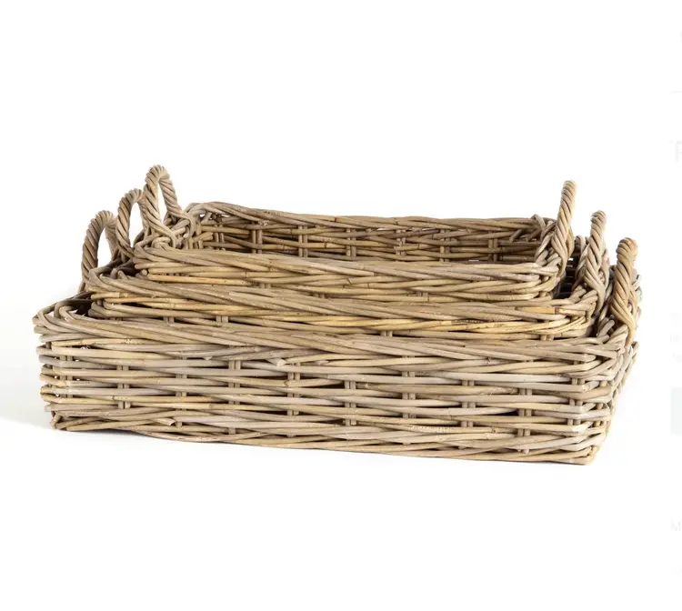 Rectangular Grey Rattan Tray