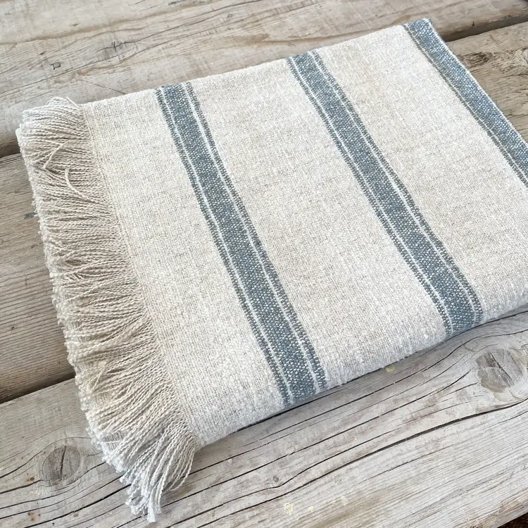 Dalton Belgian Blanket - Light Blue Stripe