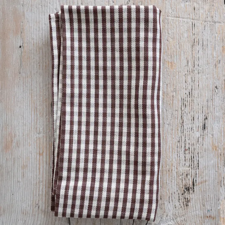 Brown Gingham Cotton Dishtowel