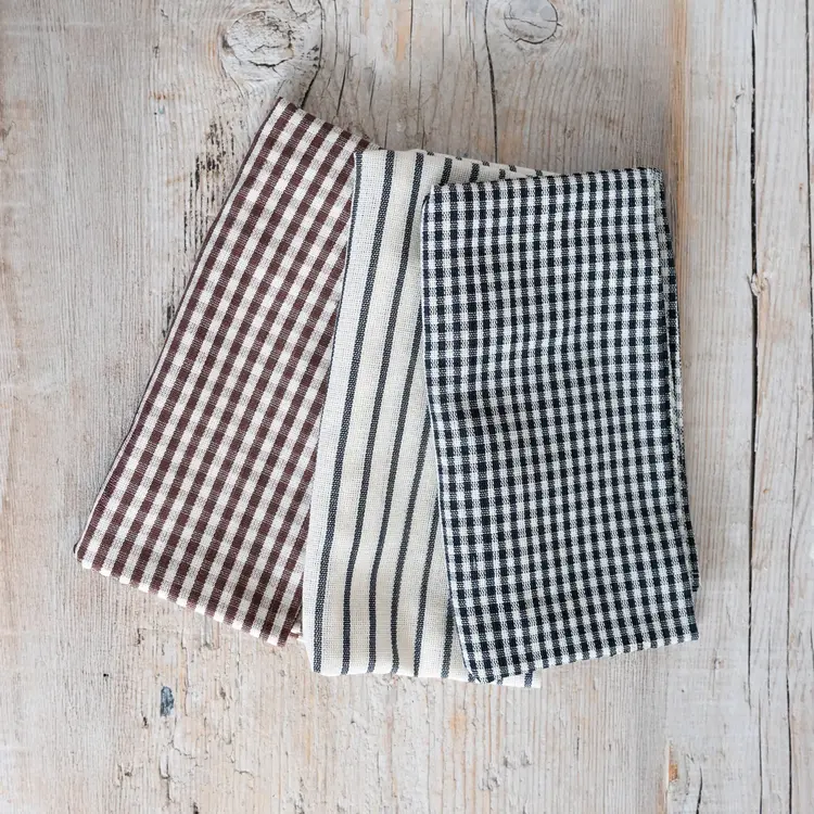 Brown Gingham Cotton Dishtowel