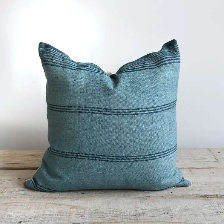 Trevor Delphi Vintage Textile Cushion in Blue with stripe