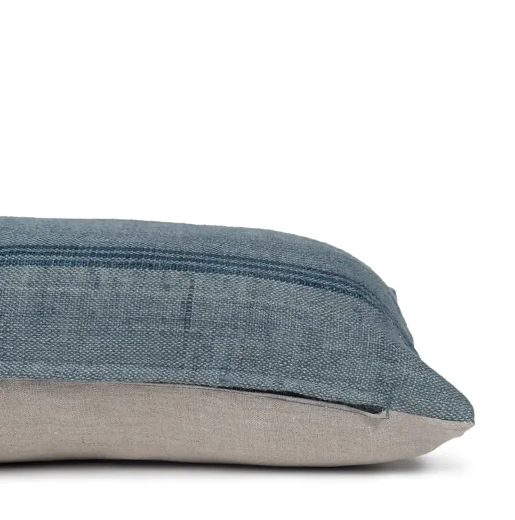 Trevor Delphi Vintage Textile Cushion in Blue with stripe