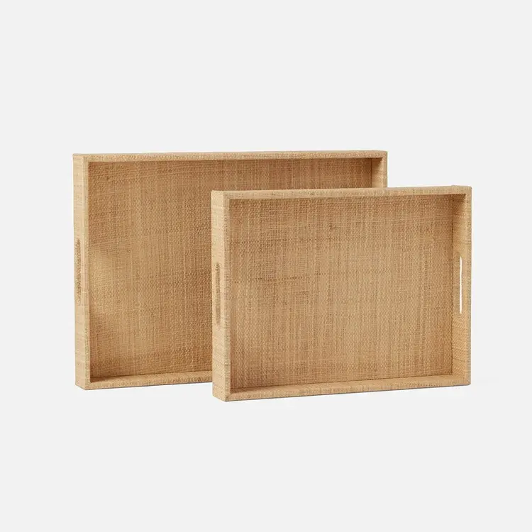 Valeria Raffia Tray Set - Set of 2