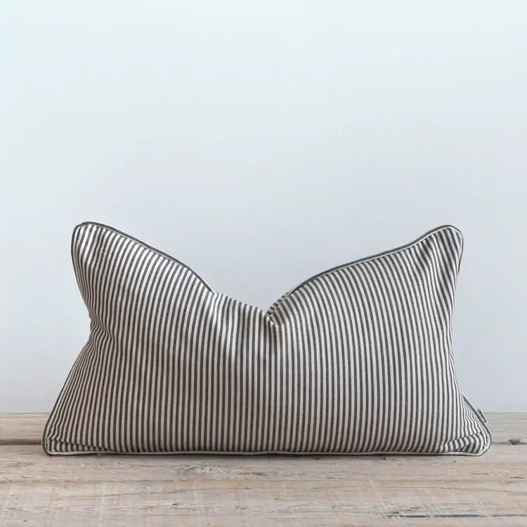 Oswin Cushion - Charcoal & White Stripe