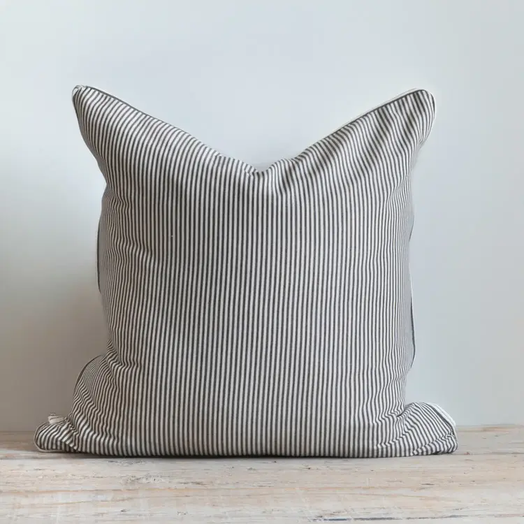 Oswin Cushion - Charcoal & White Stripe