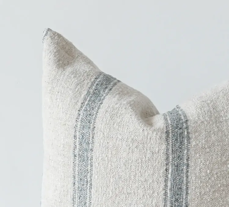 Dalton Pillow in Natural & Light Blue Stripe