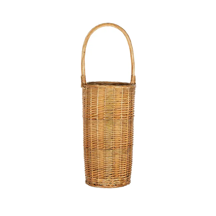 Tall Round Steamed Willow Basket with Over Handle