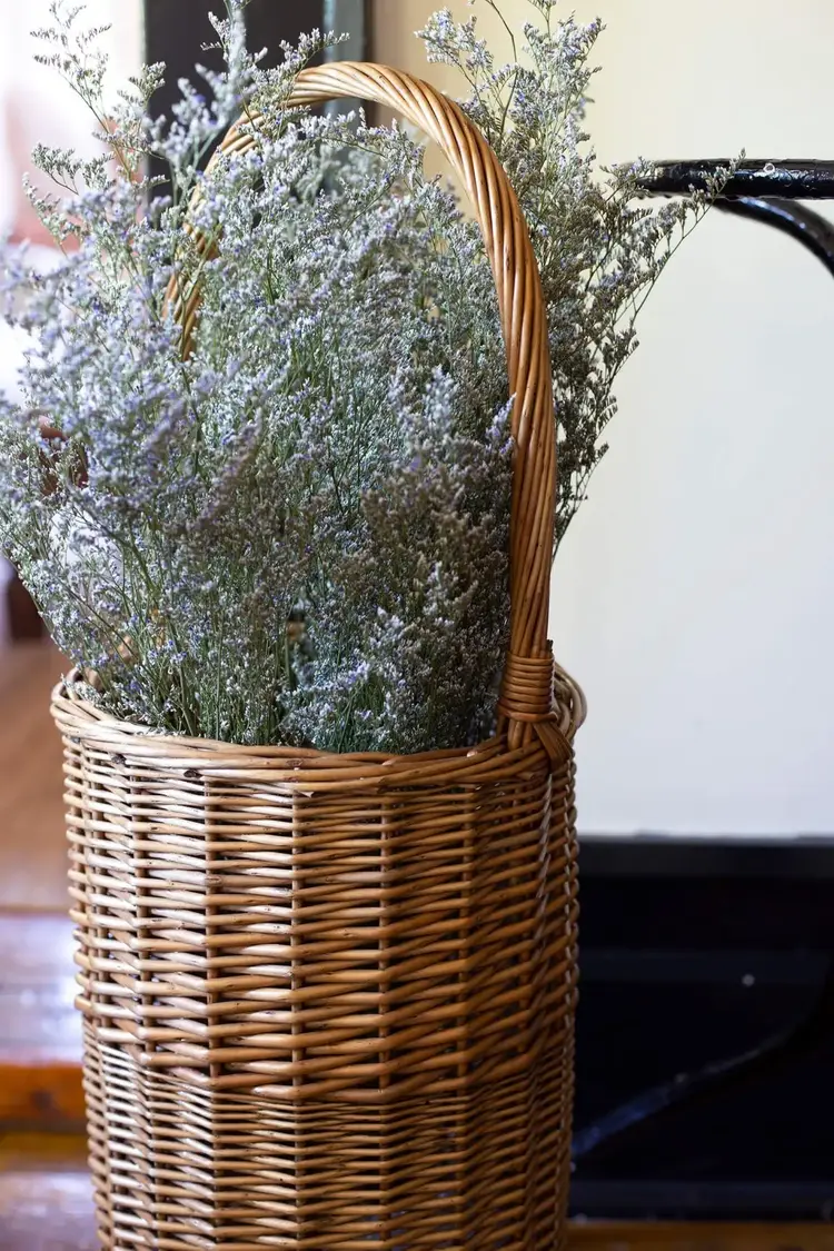 Tall Round Steamed Willow Basket with Over Handle