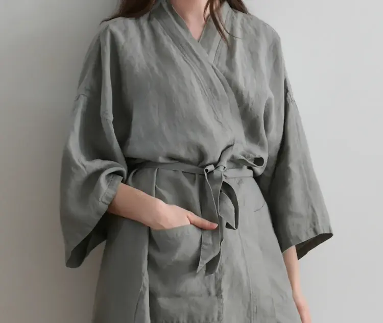 French Linen Kimono Robe
