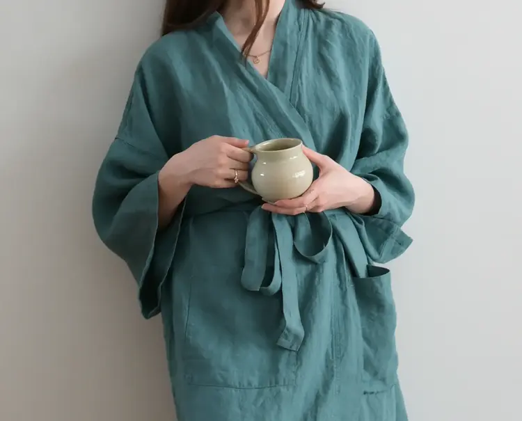 French Linen Kimono Robe
