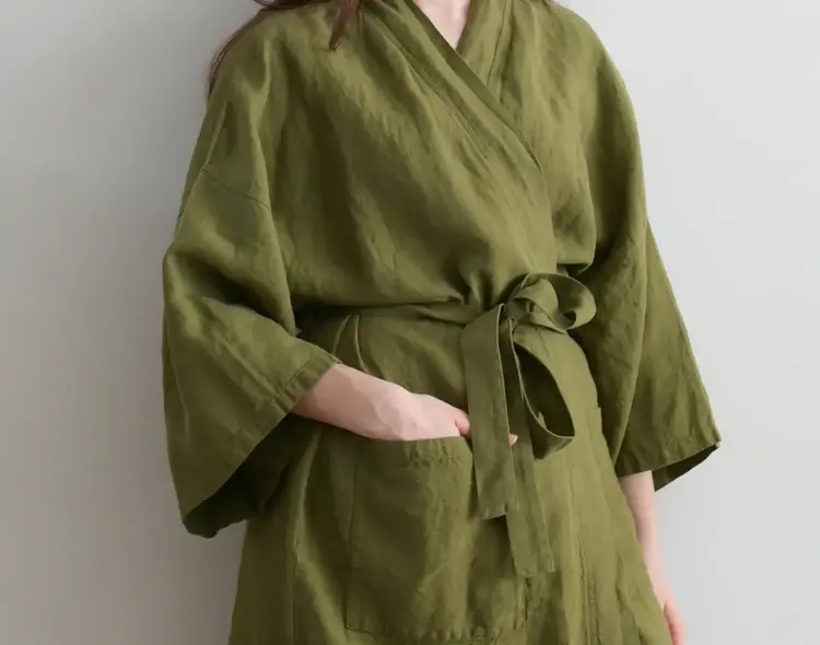 French Linen Kimono Robe