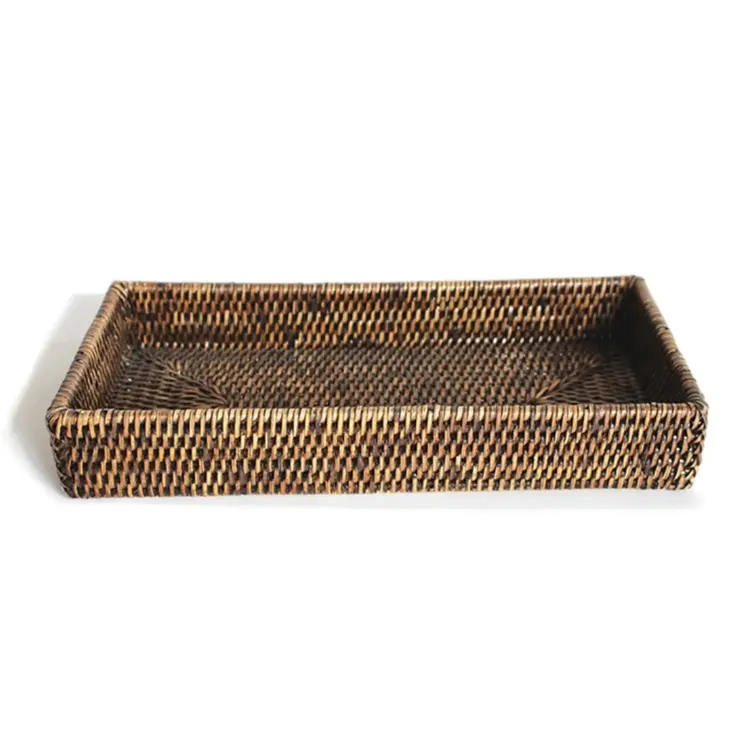 Rectangle Rattan Bath Tray in white-wash or brown