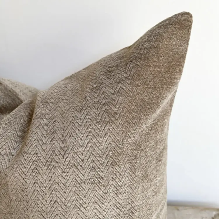 Beckett Silk Herringbone Velvet Cushion in Amber