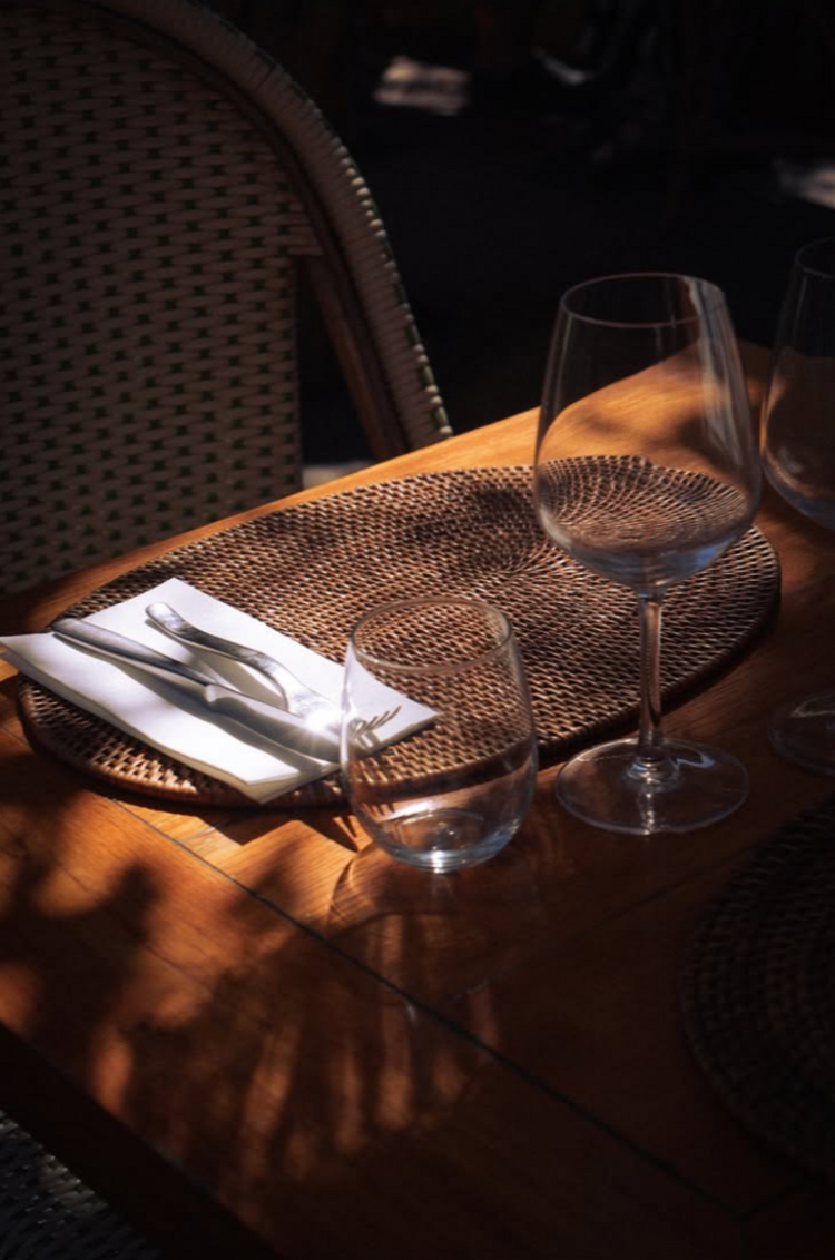 Round  Rattan Placemat in Antique Brown