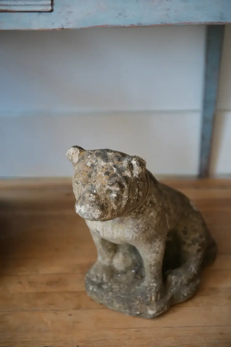 Antique Stone Bulldog or Boston Terrior