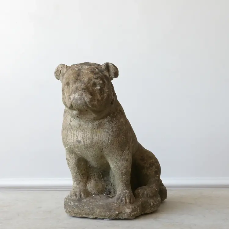 Antique Stone Bulldog or Boston Terrior