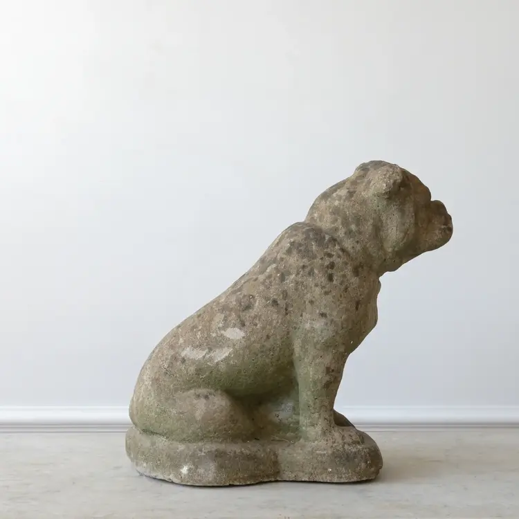 Antique Stone Bulldog or Boston Terrior