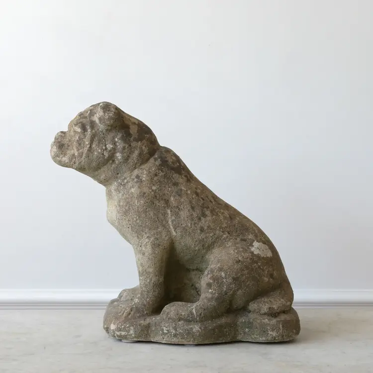 Antique Stone Bulldog or Boston Terrior