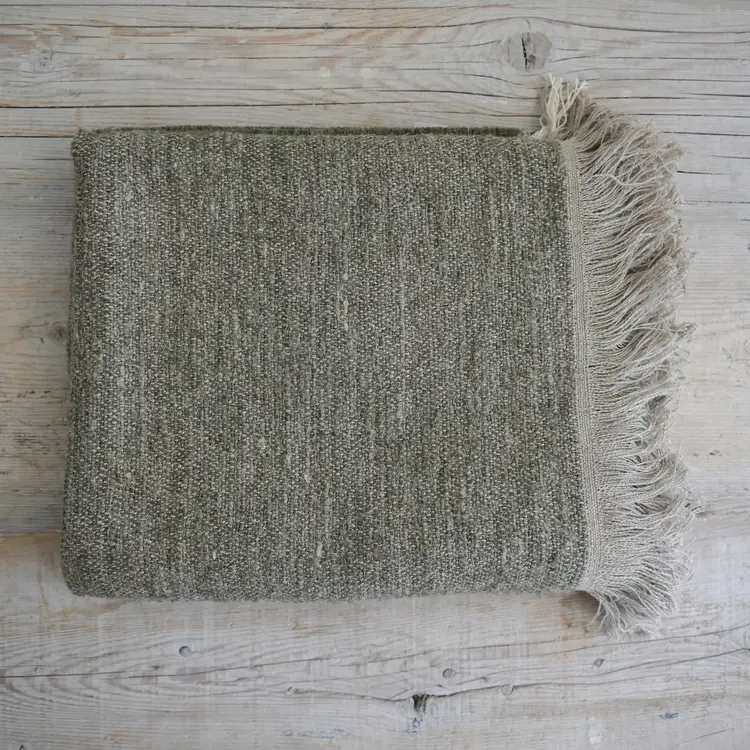 Nash Belgian Throw Blanket in Olive