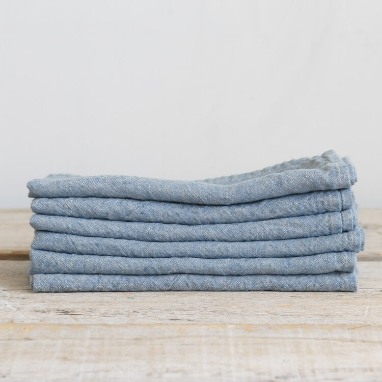French Linen Napkins in Light Jeans (set of 6)