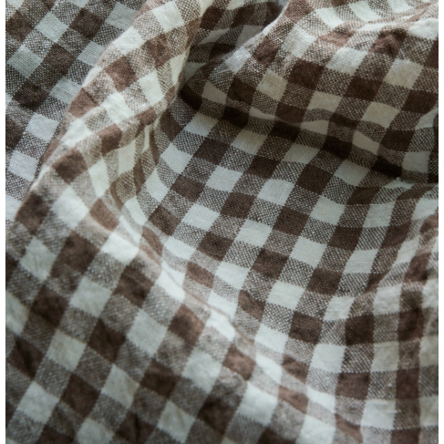 Brown Gingham Linen Tablecloth