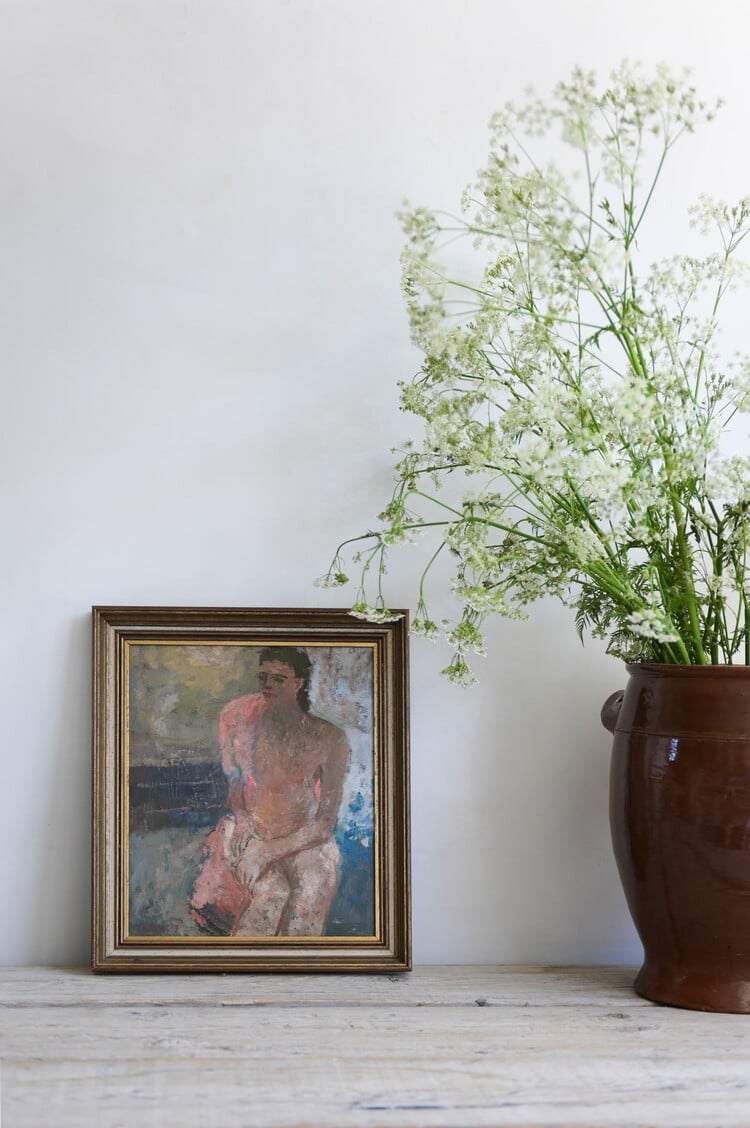 Vintage Abstract Nude Painting, UK, 20th Century