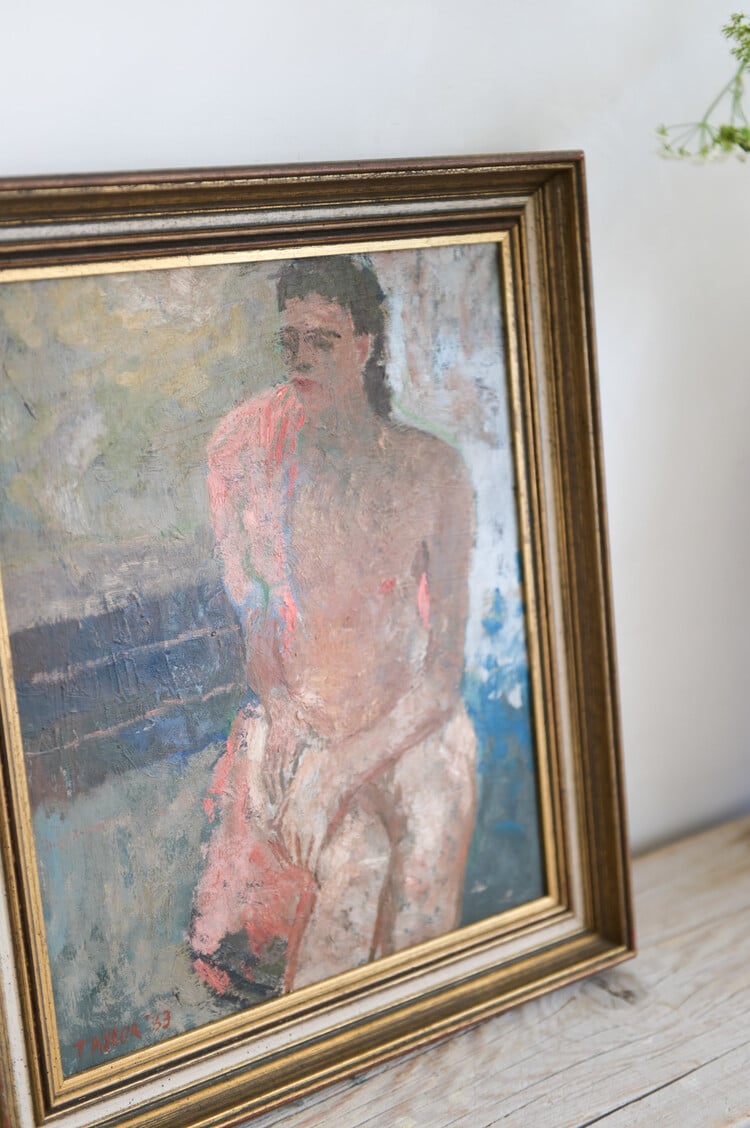 Vintage Abstract Nude Painting, UK, 20th Century