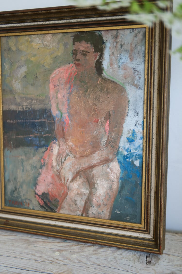 Vintage Abstract Nude Painting, UK, 20th Century