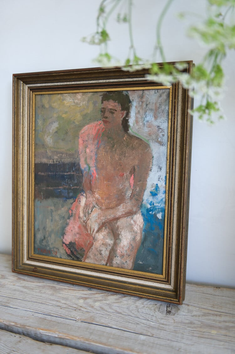 Vintage Abstract Nude Painting, UK, 20th Century
