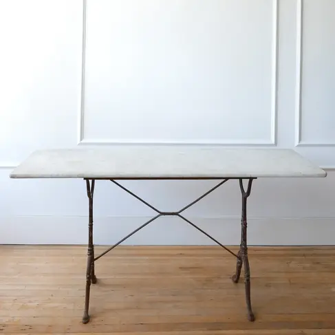 Antique French Marble Top Conservatory Table