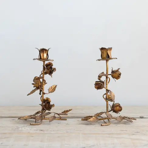 Vintage Florentine Gold Leaf Candle Holders (SOLD)