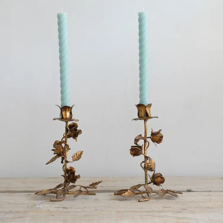Vintage Florentine Gold Leaf Candle Holders