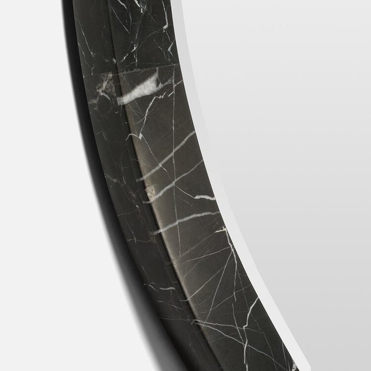 Albert Mirror in Fossilized Stone or Nero Marble