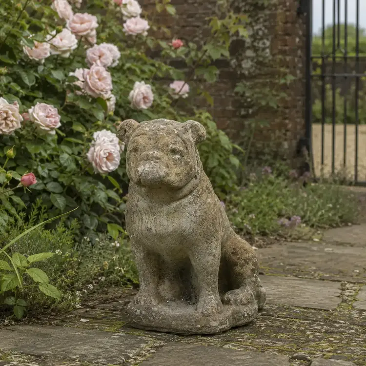 Antique Stone Bulldog or Boston Terrior
