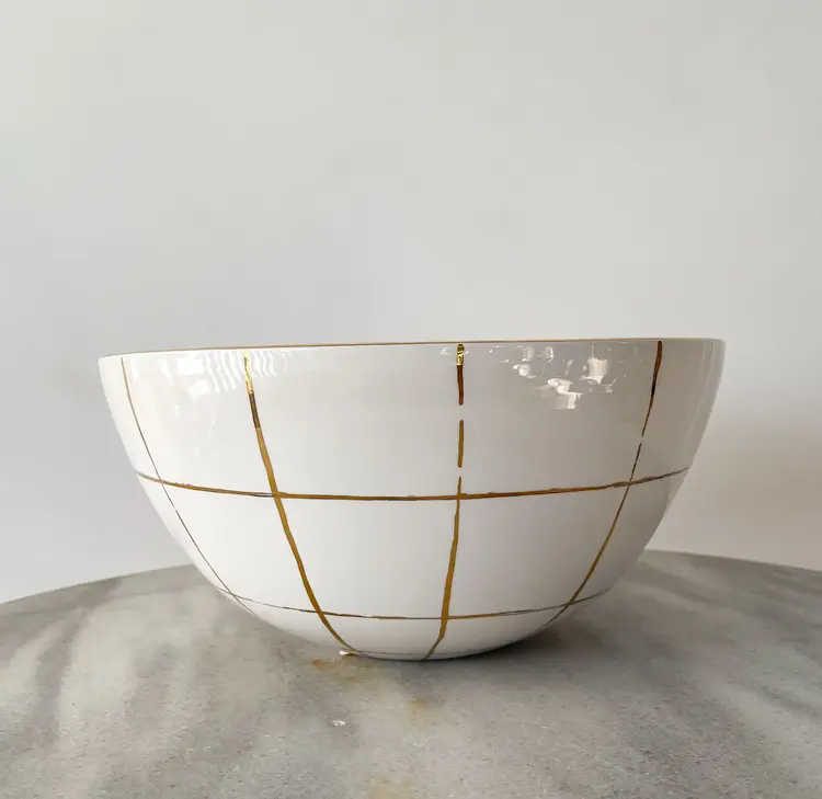 Jill Rosenwald Super Bowl in gold- windowpane