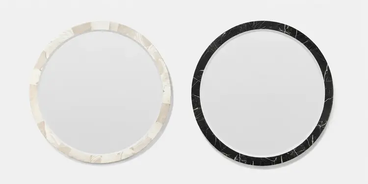 Albert Mirror in Fossilized Stone or Nero Marble