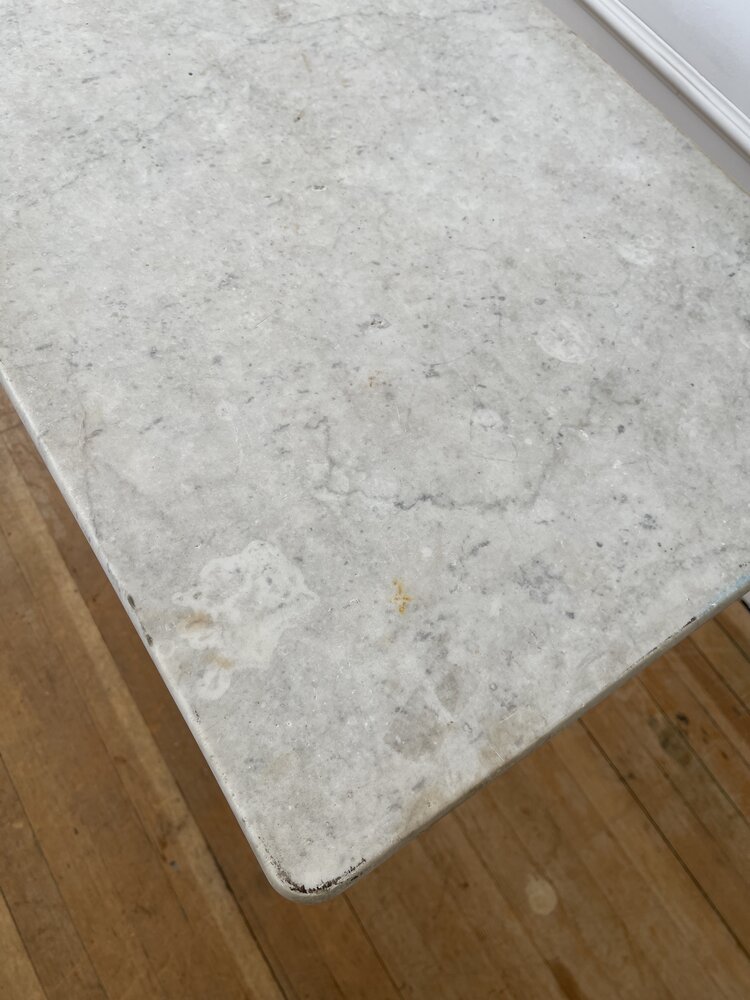 Antique French Marble Top Garden or Conservatory Table