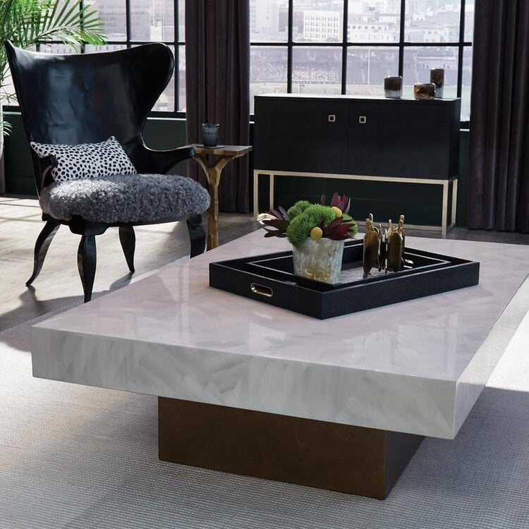Andres Coffee Table in dark or light faux horn