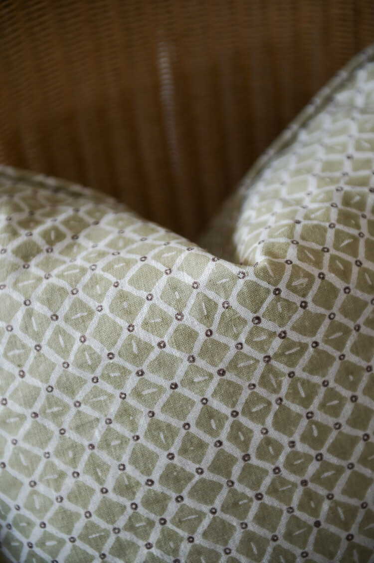 Shibori Juniper Linen Cushion, block-print