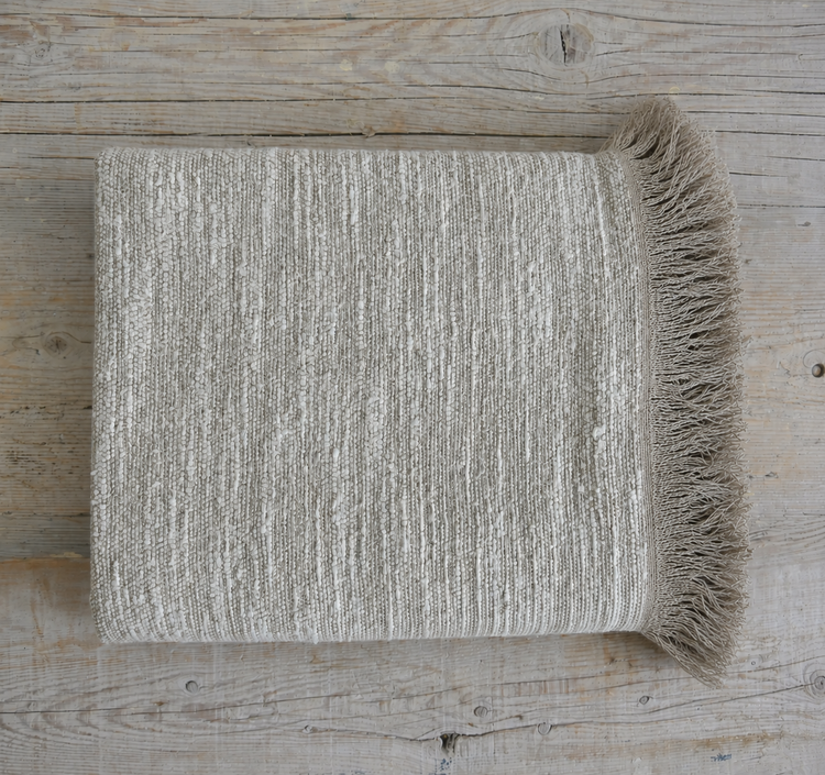 Nash Belgian Throw Blanket in Natural & White