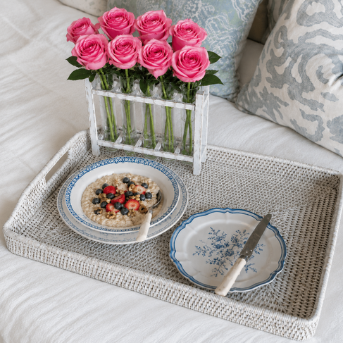 Large Rattan Morning Tray in brown or white