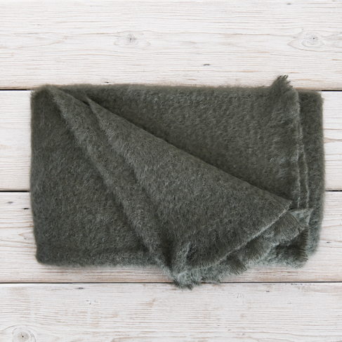 Mohair Throw Blanket in Olive