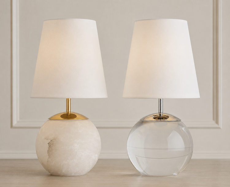 Terri 12" Cordless Accent Lamp in Alabaster or Crystal