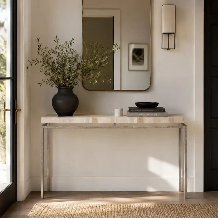 Benjamin Console Table in Fossilized Stone