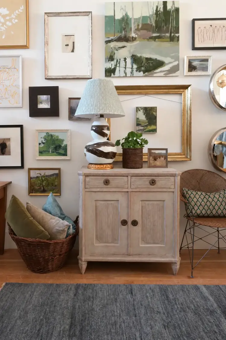 Brown Brushstroke Lamp with patterned shade