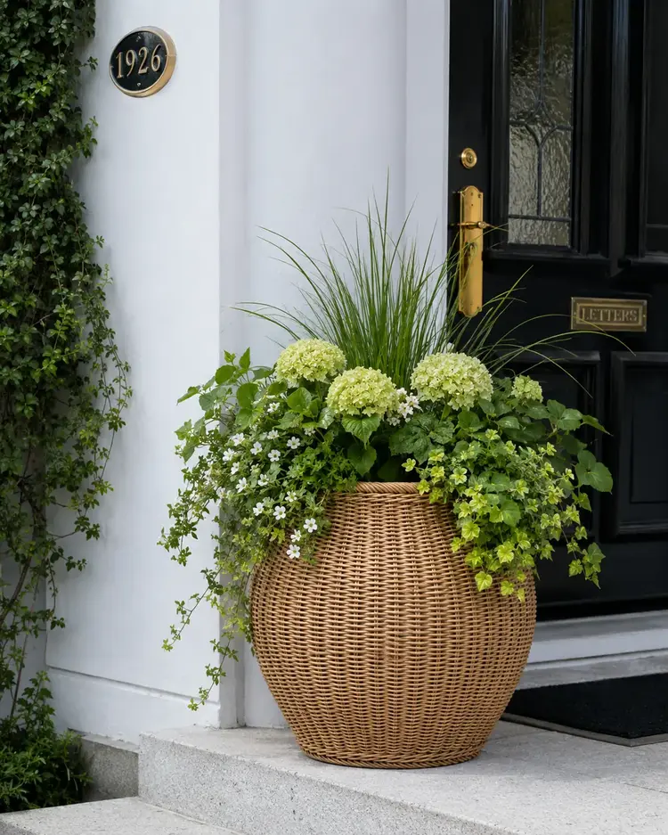 Ellis Outdoor Basket Planter - Weather-Resistant