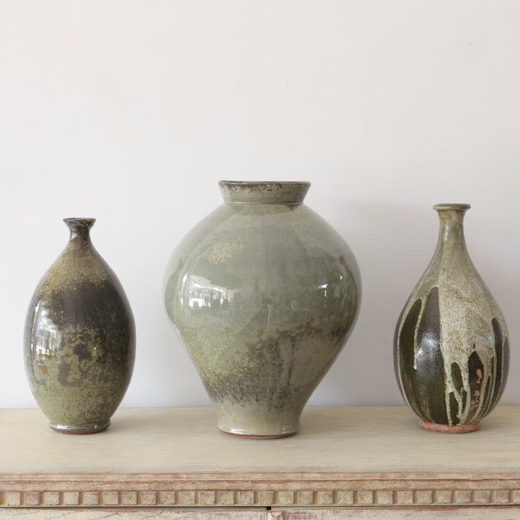 Christer Myrberg Large Celadon Tapered Vase