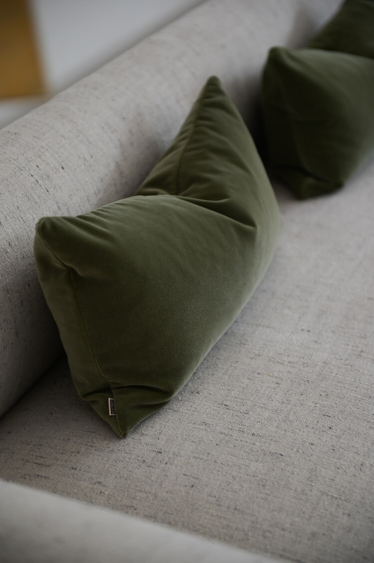 Rivoli Velvet Cushion in Vert de Gris