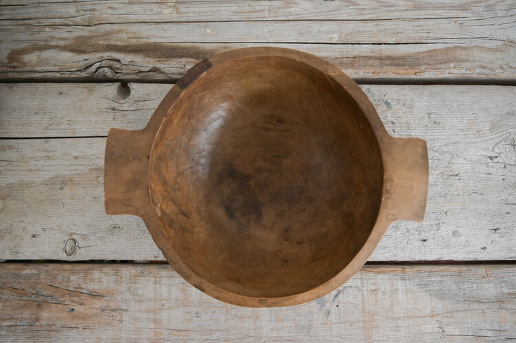 Antique Wooden Dough Bowl Large