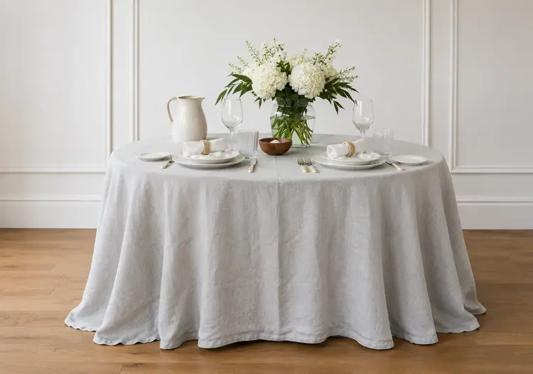 Pearl Grey French Linen Tablecloth